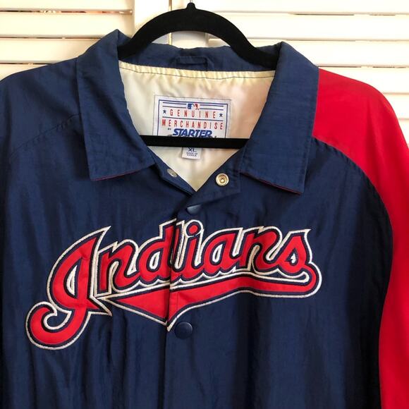 Vintage 1990s Cleveland Indians Starter Dugout Jacket XL - Picture 2 of 8